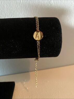Gold Initial 'A' Disc Chain Bracelet - Women's Jewelry
